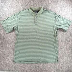 Brooks Brothers 1818 Polo Shirt Men's XL Green Striped 100% Cotton Short Sleeve